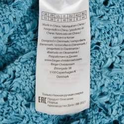 Pre Owned Rotate Birger Christensen Blue Patterned Knit High Neck Tessa Midi Dress M