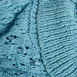 Pre Owned Rotate Birger Christensen Blue Patterned Knit High Neck Tessa Midi Dress M