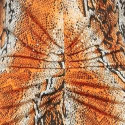 Pre Owned Rotate Birger Christensen Orange Python Print Sequin Jersey Maxi Dress S