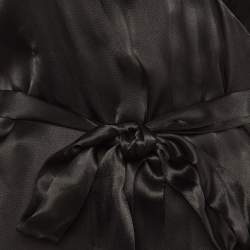 Pre Owned ROTATE BIRGER CHRISTENSEN Black Satin Wrap Around Maxi Dress M