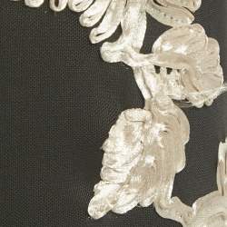 Pre Owned ROTATE BIRGER CHRISTENSEN Black Mesh Floral Applique Strapless Maxi Dress S