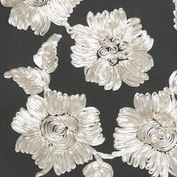 Pre Owned ROTATE BIRGER CHRISTENSEN Black Mesh Floral Applique Strapless Maxi Dress S