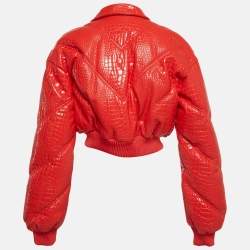 مملوكة مسبقًا جاكيت روتيت جلد تمساح أحمر وجلد صناعي واسع مقاس صغير - سمول