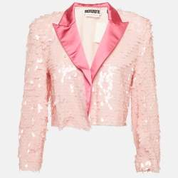 Pre Owned ROTATE BIRGER CHRISTENSEN Pink Sequin and Satin Blazer S
