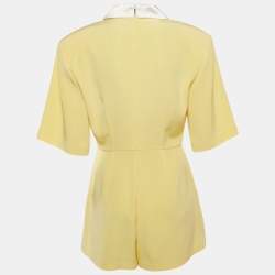 Pre Owned Rowen Rose Yellow Crepe Cady Playsuit M