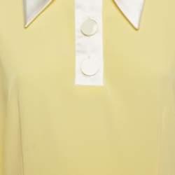 Pre Owned Rowen Rose Yellow Crepe Cady Playsuit M