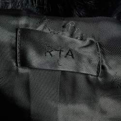 RtA Black Real Fur Zip-Up Hoodie L