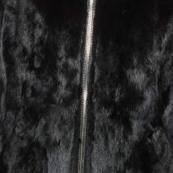 RtA Black Real Fur Zip-Up Hoodie L