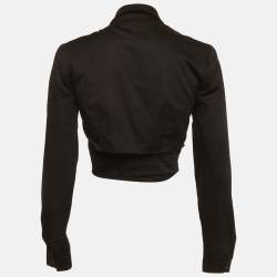 Pre Owned Rue Black Cotton Belted Wrap Crop Top M