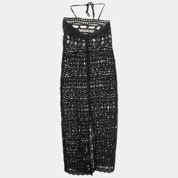 Pre Owned Rumer Black Crochet Halter Neck Ines Cover Up L