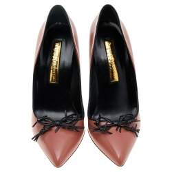 Rupert Sanderson Pink/Black Leather Embellished Pumps Size 40
