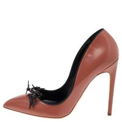 Rupert Sanderson Pink/Black Leather Embellished Pumps Size 40