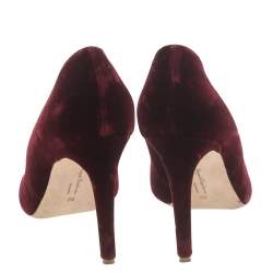 Rupert Sanderson Deep Red Velvet Crystal Embellished Pointed Toe Pumps Size 39