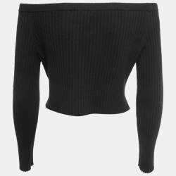 Sablyn Black Cashmere Off-Shoulder Cropped Sweater Top XS