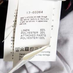 Pre Owned Sacai Navy Blue Floral Printed Linen & Satin Tunic T-Shirt XS