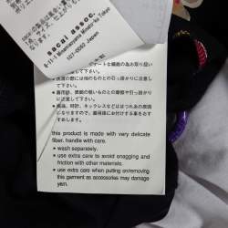 Pre Owned Sacai Navy Blue Floral Printed Linen & Satin Tunic T-Shirt XS