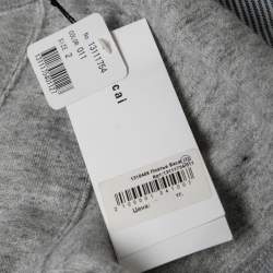 Pre Owned Sacai Grey Cotton & Blue Contrast Skirt Detail Short Sleeve Dress M