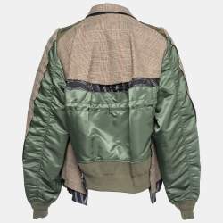 Pre Owned Sacai Brown/Green Glencheck Striped Cotton Blouson Jacket M
