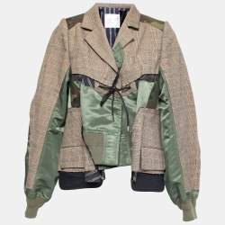 Sacai Brown/Green Glencheck Striped Cotton Blouson Jacket M Sacai