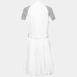 Sacai White Cotton Poplin & Knit Inset Midi Dress S Sacai | TLC