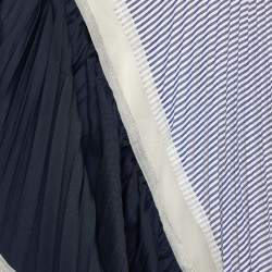 Pre Owned Sacai Blue Plisse Cotton Asymmetric Skirt S