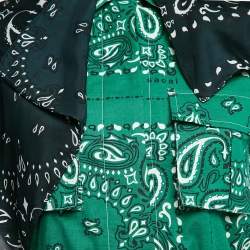 Sacai Green Bandana Print Cotton Scarf Trim Open Back Midi Dress S