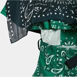 Sacai Green Bandana Print Cotton Scarf Trim Open Back Midi Dress S