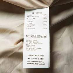 Sacai Beige Quilted Ripstop Oversized Coat S