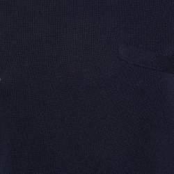 مملوكة مسبقًا Sacai Navy Blue Striped Mesh Detail Wool Sweater S