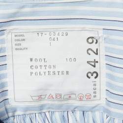 مملوكة مسبقًا Sacai Navy Blue Striped Mesh Detail Wool Sweater S