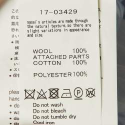 مملوكة مسبقًا Sacai Navy Blue Striped Mesh Detail Wool Sweater S