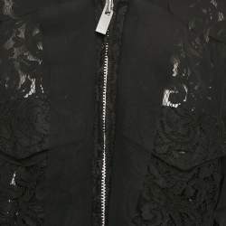 Pre Owned جاكيت سيلاكاى بسحاب بتفاصيل كشكش دانتيل أسود مقاس متوسط