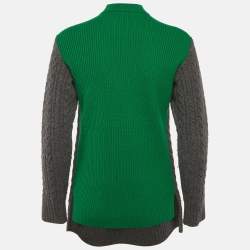 Pre Owned Sacai Luck Green/Grey Cable Knit Sweater M