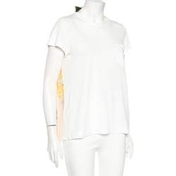 Sacai Multicolored Printed Back Chiffon & Linen Tunic T-Shirt S 