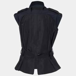Sacai Black Synthetic Grommet Studded Belted Top S