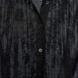 Sacai Black Lace & Cotton Paneled Button Front Top S