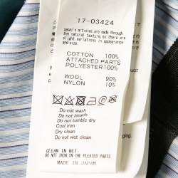 Pre Owned Sacai Blue Striped Cotton Zip-Detail Shirt Dress S