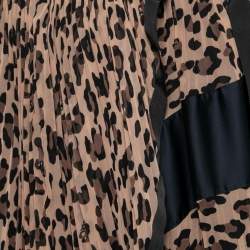 Sacai Brown Animal Print Chiffon Pleated Wrap Skirt S