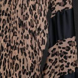 Sacai Brown Animal Print Chiffon Pleated Wrap Skirt S