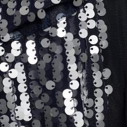 Pre Owned Sacai Navy Blue Sequined Bomber Jacket S