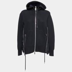 Sacai Black Cotton Contrast Nylon Panel Hoodie S