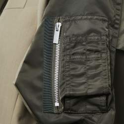 Sacai Green Wool Blend Satin Paneled Double Breasted Blazer S
