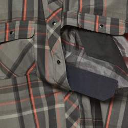 Pre Owned Sacai Grey Plaid Synthetic Docking Shirt Blouse M