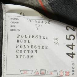 Pre Owned Sacai Grey Plaid Synthetic Docking Shirt Blouse M