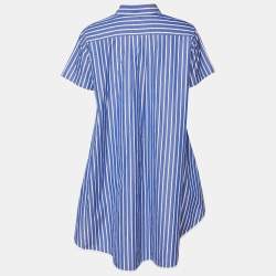 Pre Owned Sacai Blue Striped Cotton Poplin Flared Shirt S