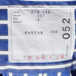 Pre Owned Sacai Blue Striped Cotton Poplin Flared Shirt S