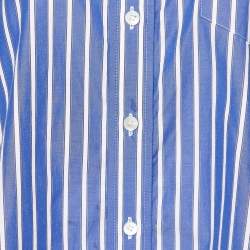 Pre Owned Sacai Blue Striped Cotton Poplin Flared Shirt S