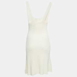 Safiyaa White Ivory Rib Knit Huanca Mini Dress S