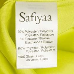 Safiyaa Lime Green Rhinestone Crepe Strapless Gown With Gloves S