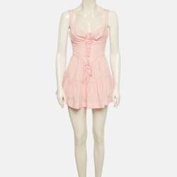 Pre Owned Sagaza Pink/White Check Cotton Matilda Mini Dress M